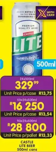Shoprite Liquor Castle lite beer cans offer