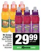 Spar Mr Orange Or Rascals Sport Ready To Drink Juice-6 x 300ml Per Pack offer
