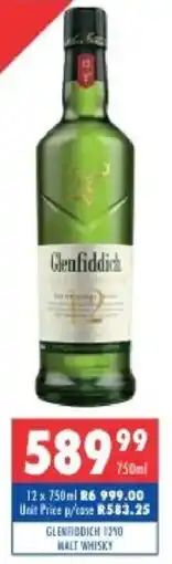 Ultra Liquors Glenfiddich 12yo malt whisky offer