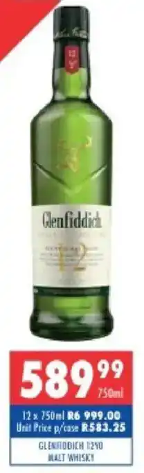 Ultra Liquors Glenfiddich 12yo malt whisky offer