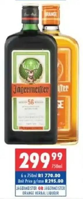 Ultra Liquors Jagermeister or jagermeister orange herbal liqueur offer