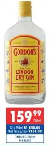 Ultra Liquors Gordon's london gin range offer