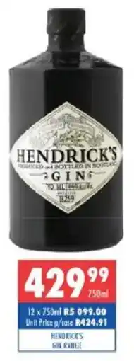 Ultra Liquors Hendrick's gin range offer
