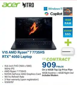 Incredible Connection Acer V15 AMD Ryzen 7 7735HS RTX 4050 Laptop offer