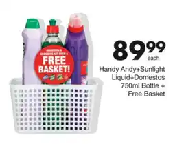 Save Handy Andy + Sunlight Liquid + Domestos Bottle + Free Basket offer