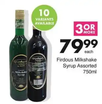 Save Firdous Milkshake Syrup Assorted offer