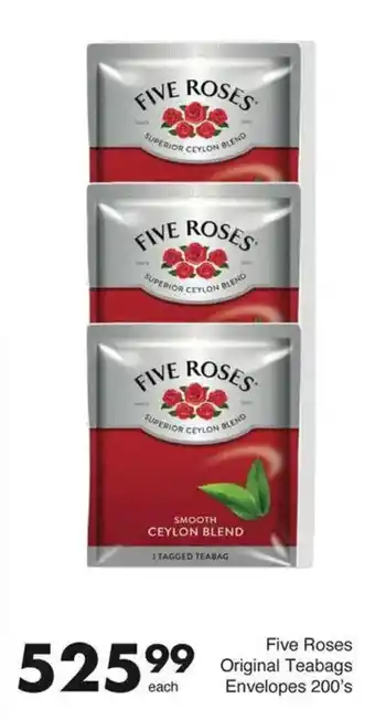 Save Five Roses Original Teabags Envelopes offer