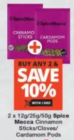 Checkers Spice Mecca Cinnamon Sticks/ Cloves/ Cardamom Pods offer