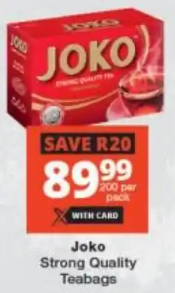 Checkers Joko Strong Quality Teabags offer