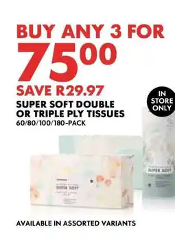 Woolworths Super Soft Double or Triple Ply Tissues offer