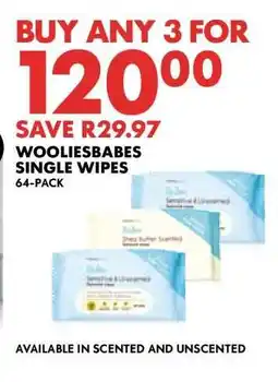 Woolworths WOOLIESBABES SINGLE WIPES offer