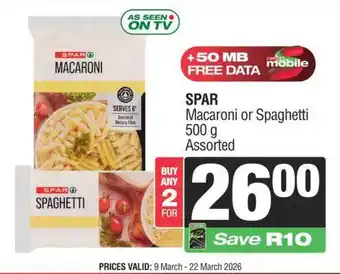Spar SPAR Macaroni or Spaghetti offer