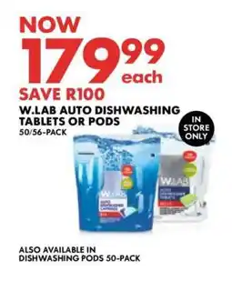Woolworths W.LAB AUTO DISHWASHING TABLETS OR PODS offer