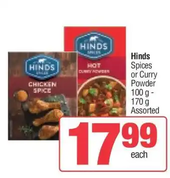 Spar Hinds Spices or Curry Powder offer