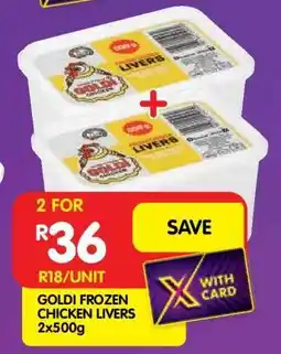 Shoprite GOLDI FROZEN CHICKEN LIVERS 2x500g offer