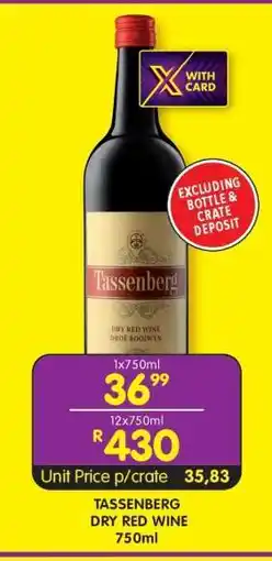 Shoprite TASSENBERG DRY RED WINE 750ml offer