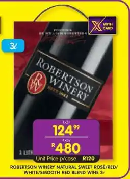 Shoprite ROBERTSON WINERY NATURAL SWEET ROSÉ/RED/WHITE/SMOOTH RED BLEND WINE 3ℓ offer