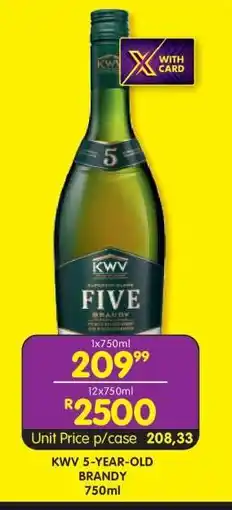 Shoprite KWV 5-Year-Old Brandy 750ml offer