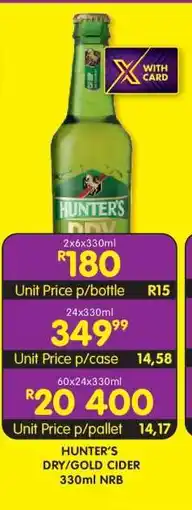 Shoprite HUNTER’S DRY/GOLD CIDER 330ML NRB offer