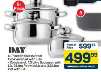 Pick n Pay 6-Piece Stainless Steel Cookware Set with Lids offer