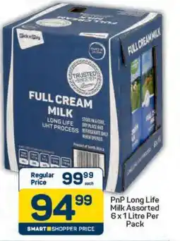 Pick n Pay PnP Long Life Milk Assorted 6 x 1 Litre Per Pack offer