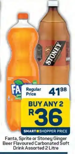 Pick n Pay Fanta, Sprite or Stoney Ginger Beer Flavoured Carbonated Soft Drink Assorted 2 Litre offer