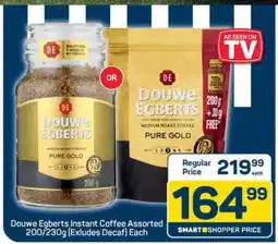 Pick n Pay Douwe Egberts Instant Coffee Assorted 200/230g (Excludes Decaf) Each offer