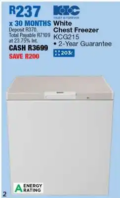 OK Furniture White Chest Freezer KCG215 offer