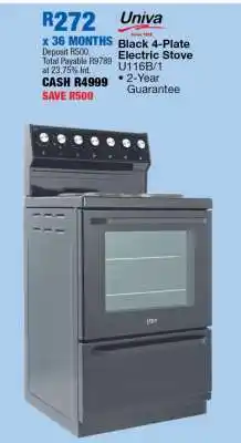 OK Furniture Univa Black 4-Plate Electric Stove U116B/1 offer