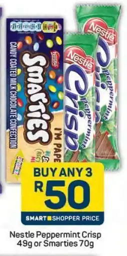 Pick n Pay Nestlé Peppermint Crisp 49g or Smarties 70g offer