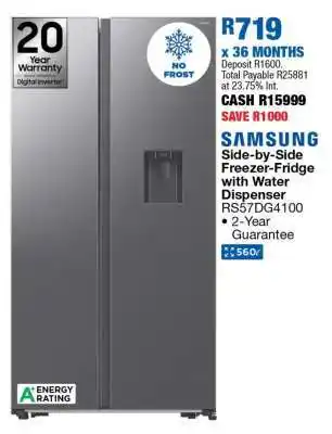 OK Furniture Samsung Side-by-Side Freezer-Fridge with Water Dispenser RS57DG4100 offer