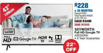 OK Furniture SKYWORTH Full HD Google TV 43E5500H offer