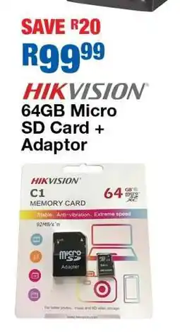 OK Furniture HIKVISION 64GB Micro SD Card + Adaptor offer