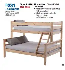 OK Furniture Homestead Clear-Finish Tri-Bunk offer