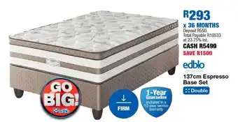 OK Furniture 137cm Espresso Base Set offer