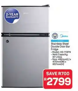 Pick n Pay Hypermarket Stainless Steel Double Door Bar Fridge offer