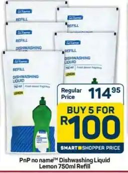 Pick n Pay Hypermarket PnP no name Dishwashing Liquid Lemon 750ml Refill offer