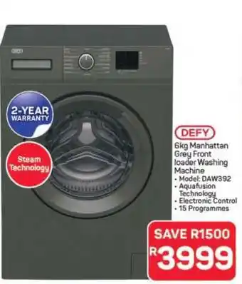 Pick n Pay Hypermarket DEFY 6kg Manhattan Grey Front Loader Washing Machine offer