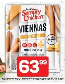 Pick n Pay Rainbow Simply Chicken Viennas Assorted 500g Each offer