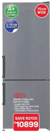 Pick n Pay Hypermarket DEFY Metallic Fridge with Bottom Freezer offer
