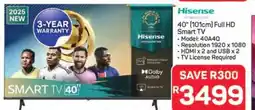 Pick n Pay Hypermarket Hisense 40 Full HD Smart TV offer