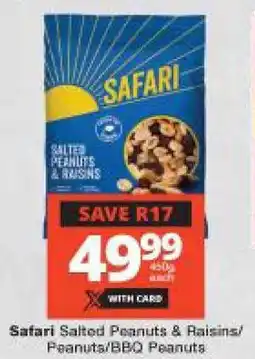 Checkers Safari Salted Peanuts & Raisins/ Peanuts/ BBQ Peanuts. offer