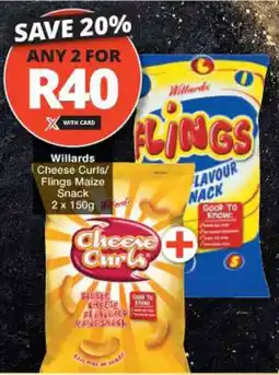 Checkers Willards Cheese Curls/ Flings Maize Snack offer