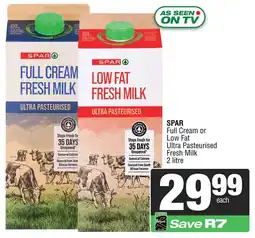 Spar SPAR Full Cream or Low Fat Ultra Pasteurised Fresh Milk offer