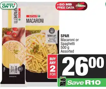 Spar SPAR Macaroni or Spaghetti Assorted offer