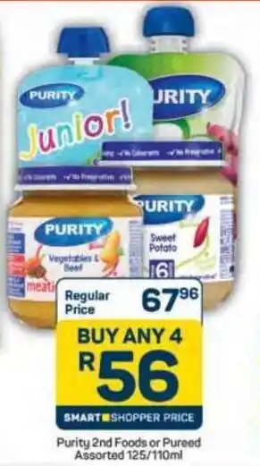 Pick n Pay Hypermarket Purity 2nd Foods or Pureed Assorted offer