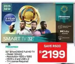 Pick n Pay Hypermarket Hisense 32" 60HZ Full HD TV offer