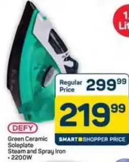 Pick n Pay Hypermarket Defy Green Ceramic Soleplate Steam and Spray Iron offer