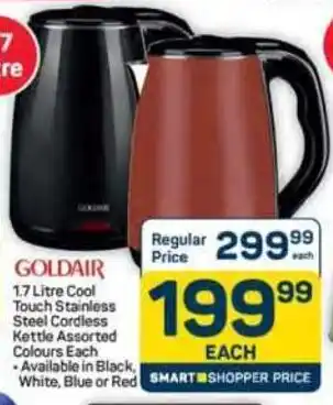 Pick n Pay Hypermarket Goldair Cool Touch Stainless Steel Cordless Kettle Assorted Colours offer