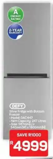 Pick n Pay Hypermarket Defy Silver Fridge with Bottom Freezer offer